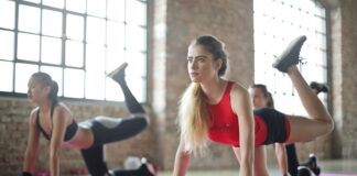 group of women doing yoga
