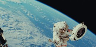 NASA astronaut performs extravehicular activity
