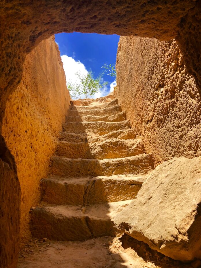 photo of staircase and blue sky