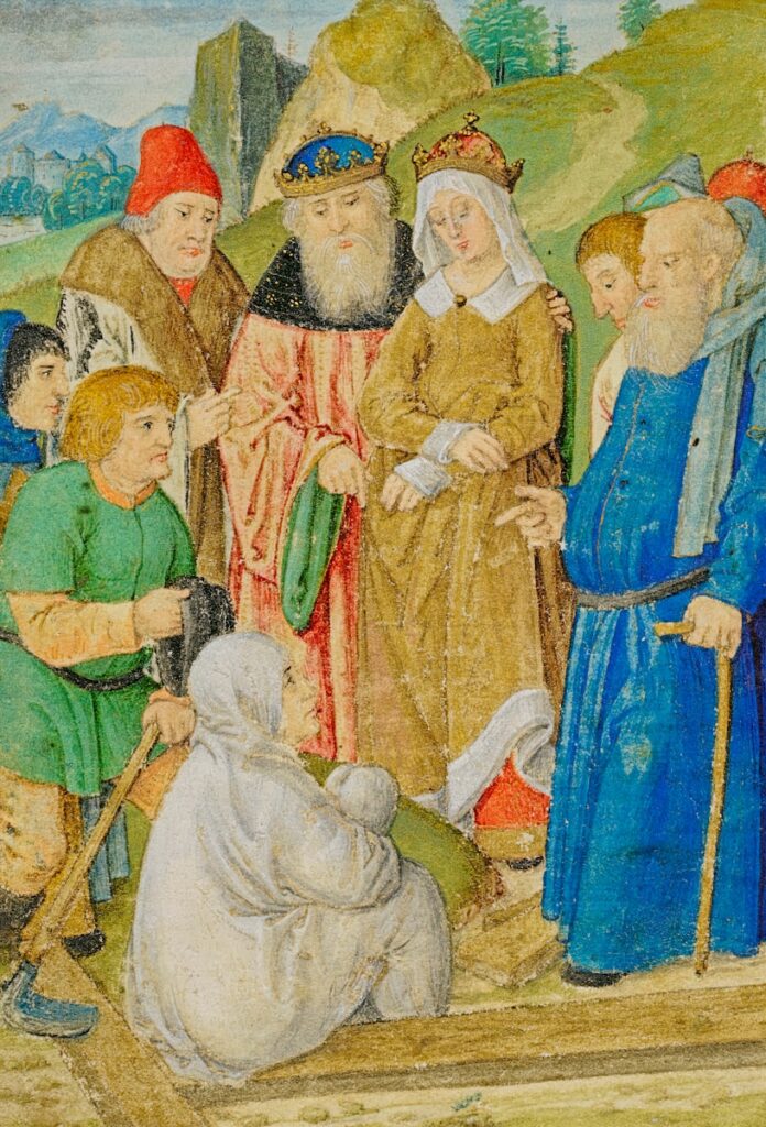 people in blue dress painting