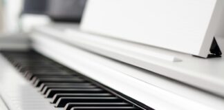 black and white piano