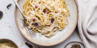 pasta on plate with fork