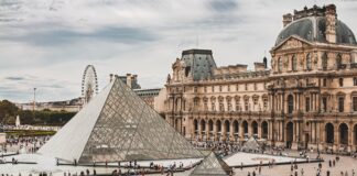 people gathering near Louvre Museum during daytime