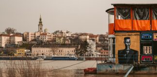 A building sitting on top of a body of water