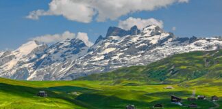 mountain and houses