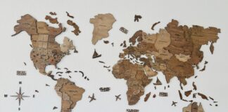 a map of the world made out of wood