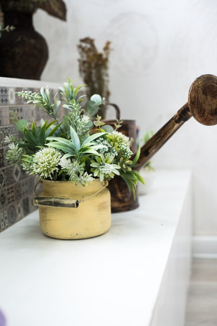 green plant in yellow pot