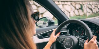 woman driving car