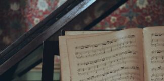 an open book sitting on top of a piano
