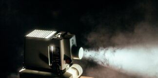 turned on projector