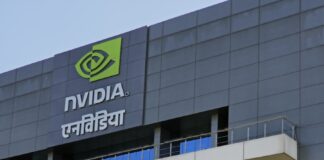 Nvidia building exterior with blue glass windows.
