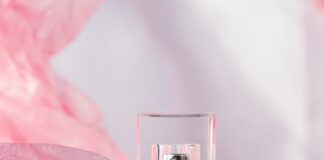 pink and silver perfume bottle