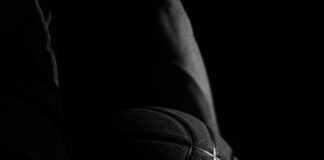 basketball in black and white photography